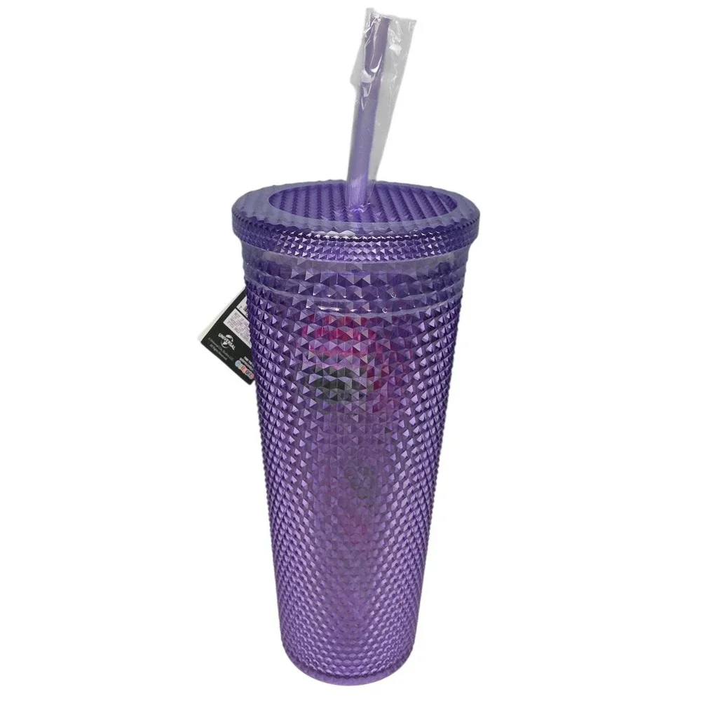 Wicked Diamond Tumbler Cup w/ Straw Purple Reusable Cup Candy Sealed 24oz NWT
